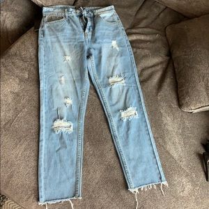 Distressed mom jeans